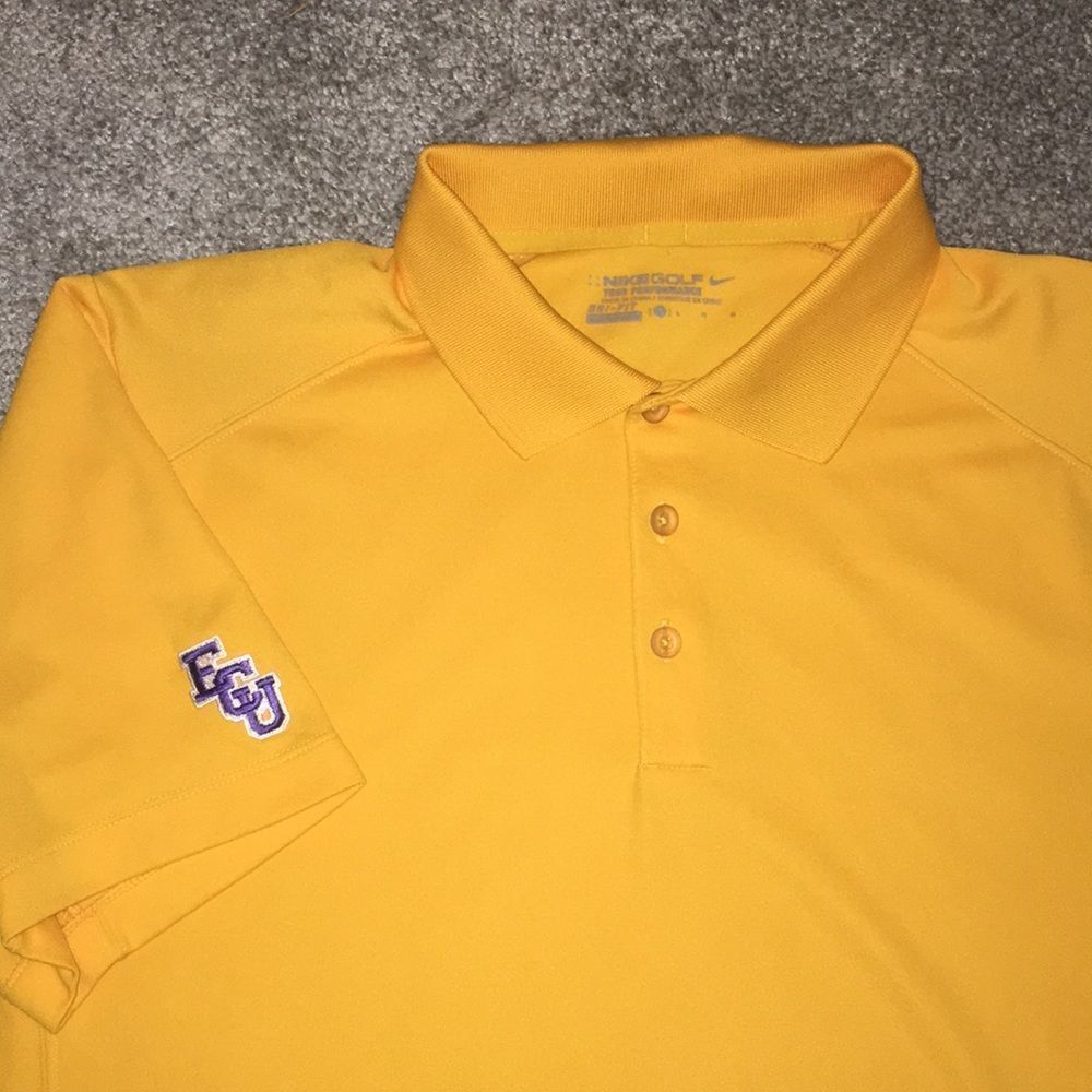 ECU East Carolina Pirates tour performance gold polo golf team college shirt L